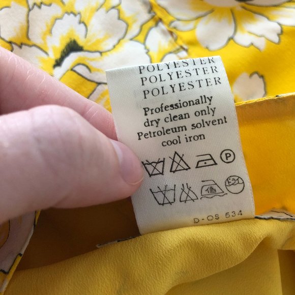 Vintage Genny 100% Silk Yellow Floral Dress Italy - Picture 5 of 11
